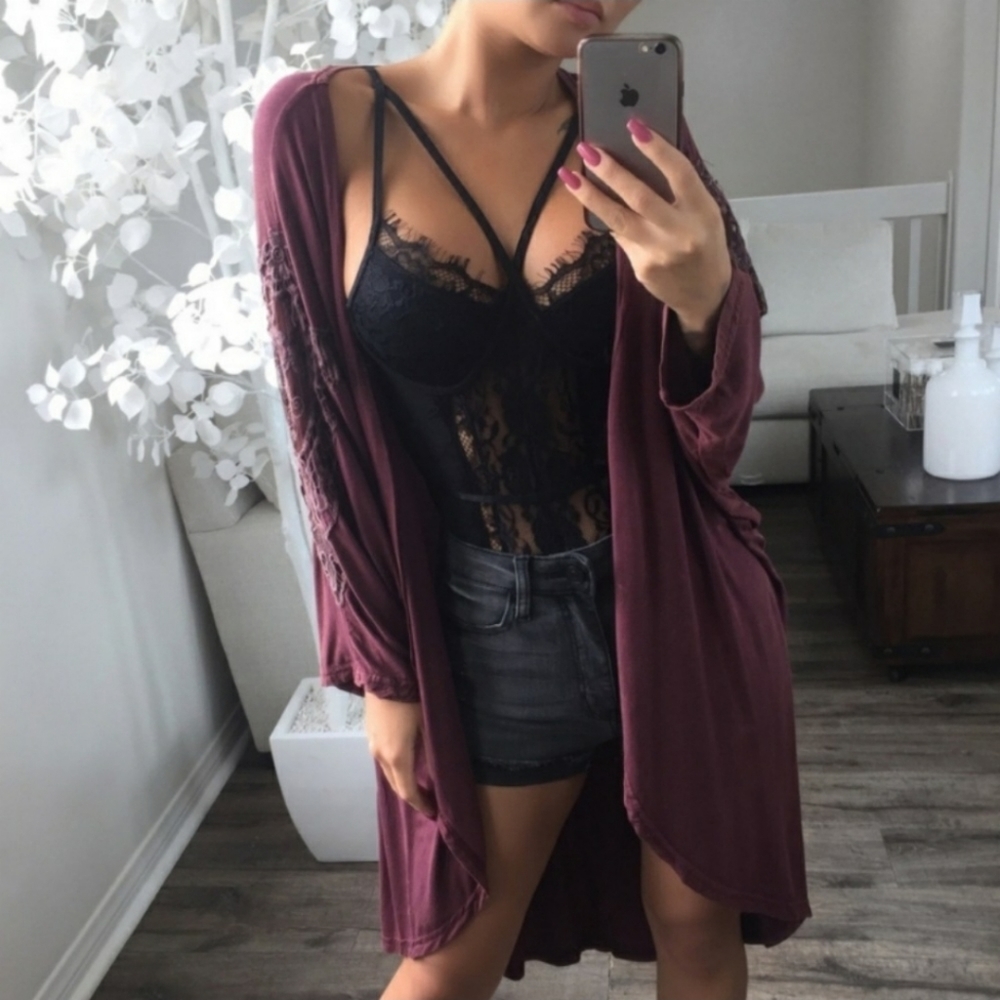 eposh Flowy cranberry cardigan